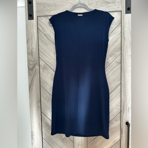 Michael Kors Navy Blue Draped Midi Dress - Picture 5 of 6